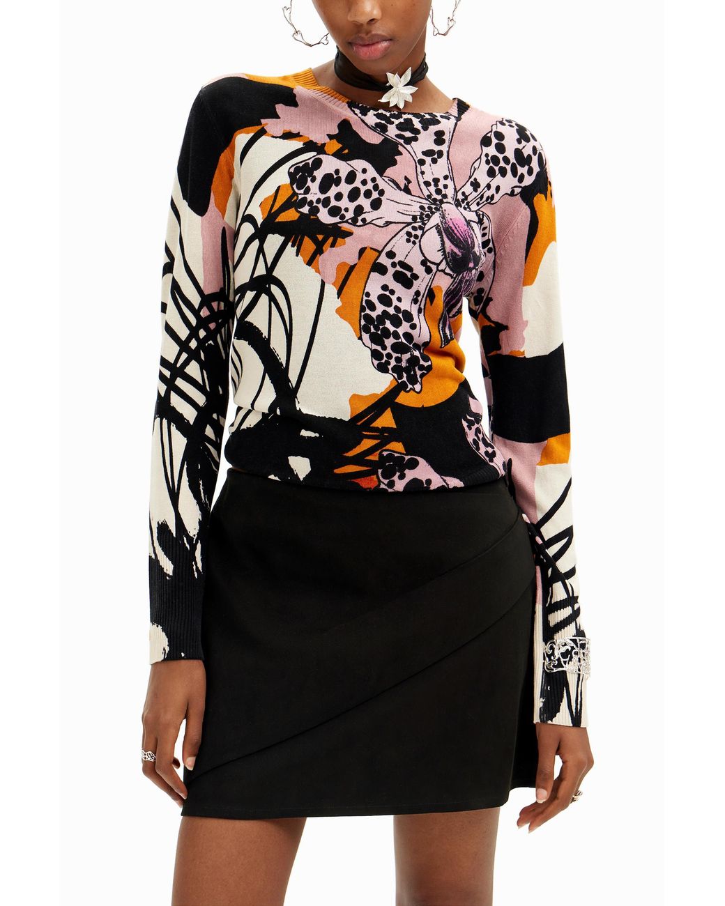Desigual White M. Christian Lacroix Orchid Pullover