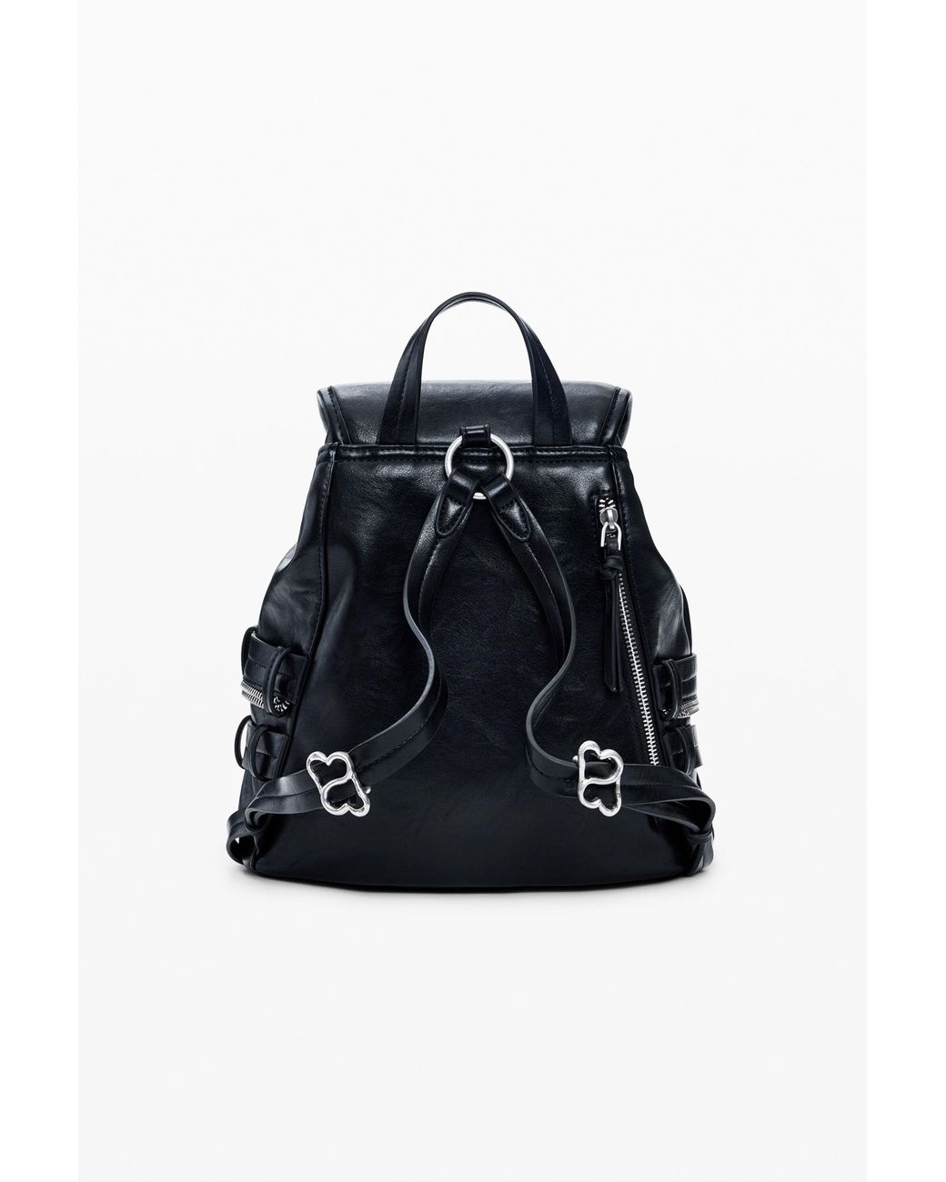 Desigual Black Backpack Buckles Hearts, Polyurethane