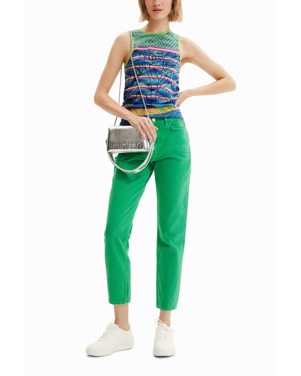 Desigual Blue Knit Striped T-Shirt