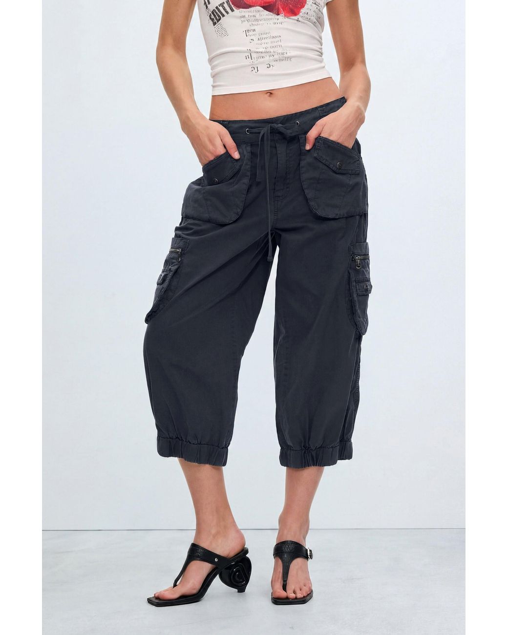 Desigual Black Cargo Pants 100% Cotton, Cotton