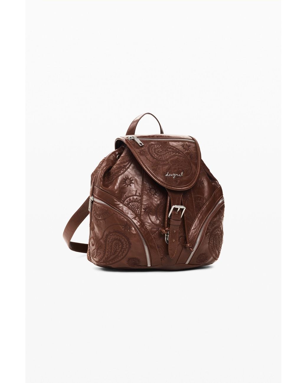 Desigual Brown Small Leather-Effect Backpack, Polyurethane