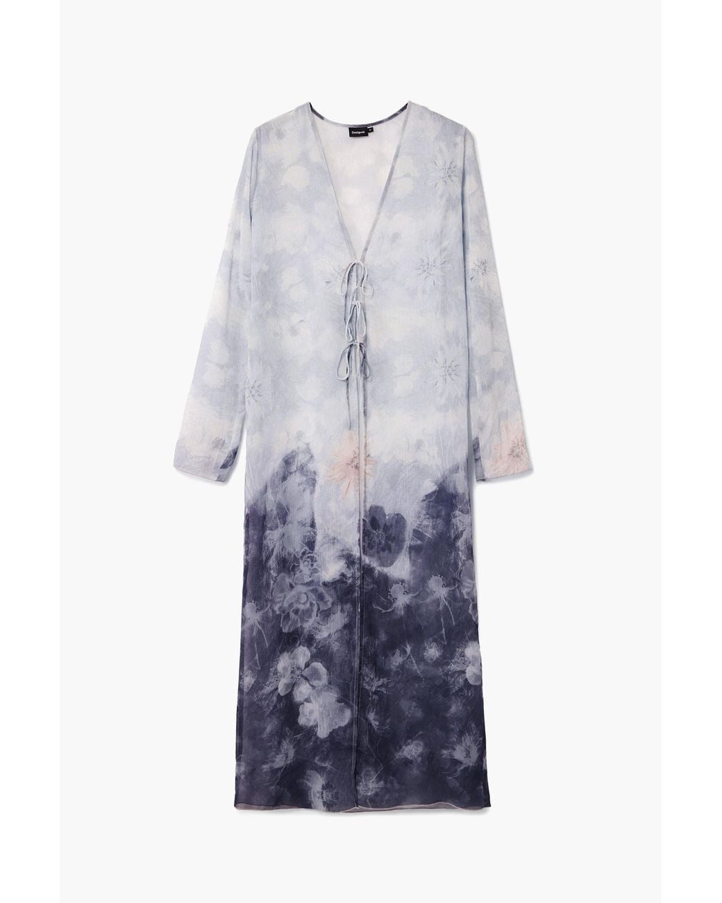 Desigual Gray V-Neck Blouse With Ruffles, Polyester