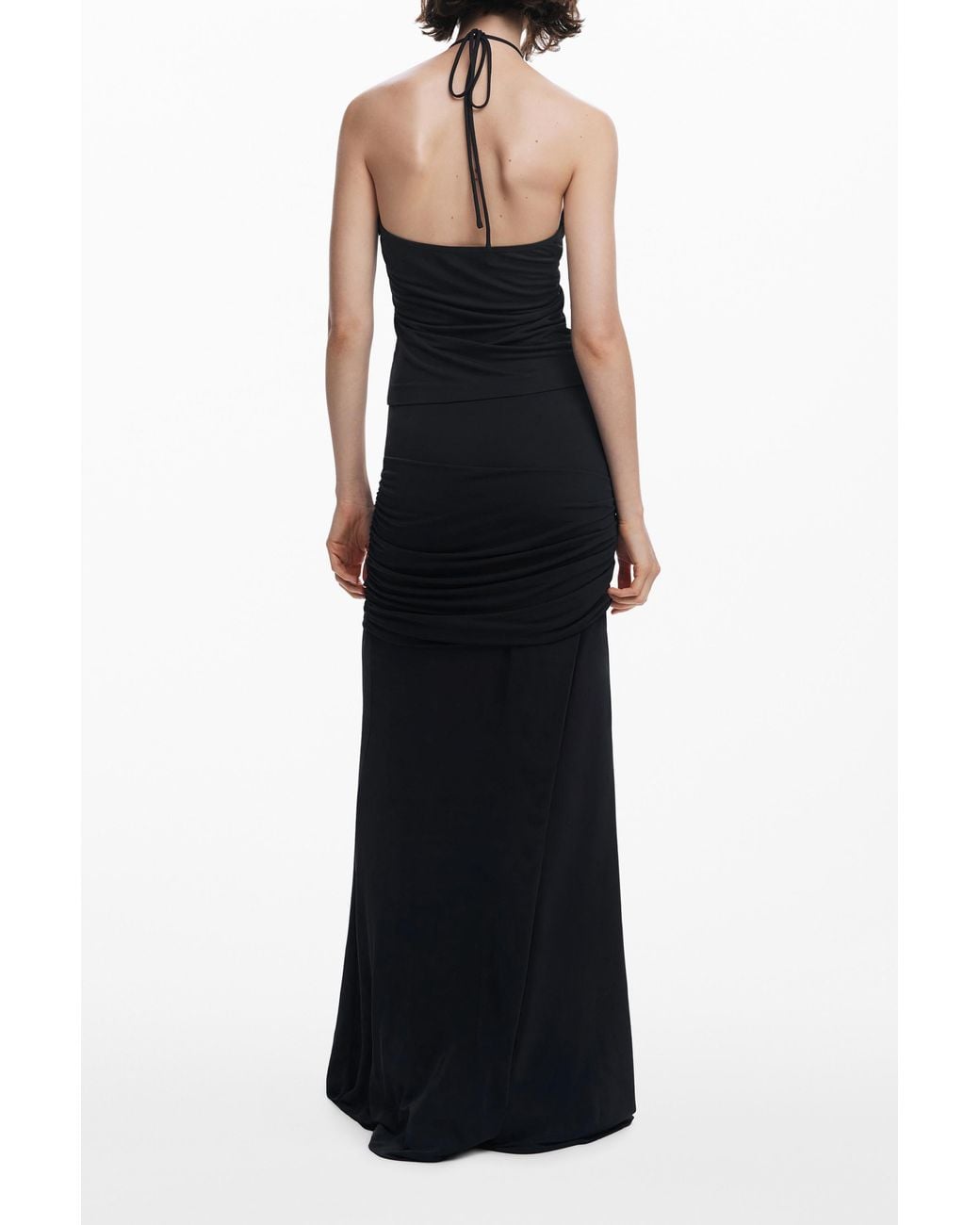 Desigual Black Skirt With Side Slit, Viscose