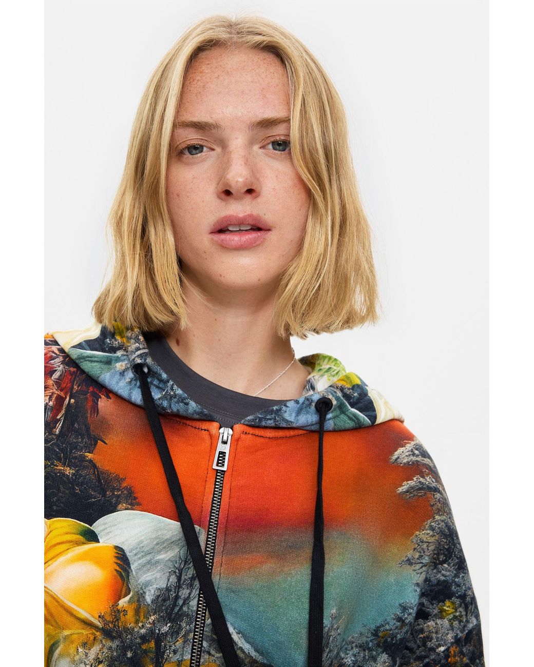 Desigual Gray Printed 100% Cotton Sweatshirt, Cotton