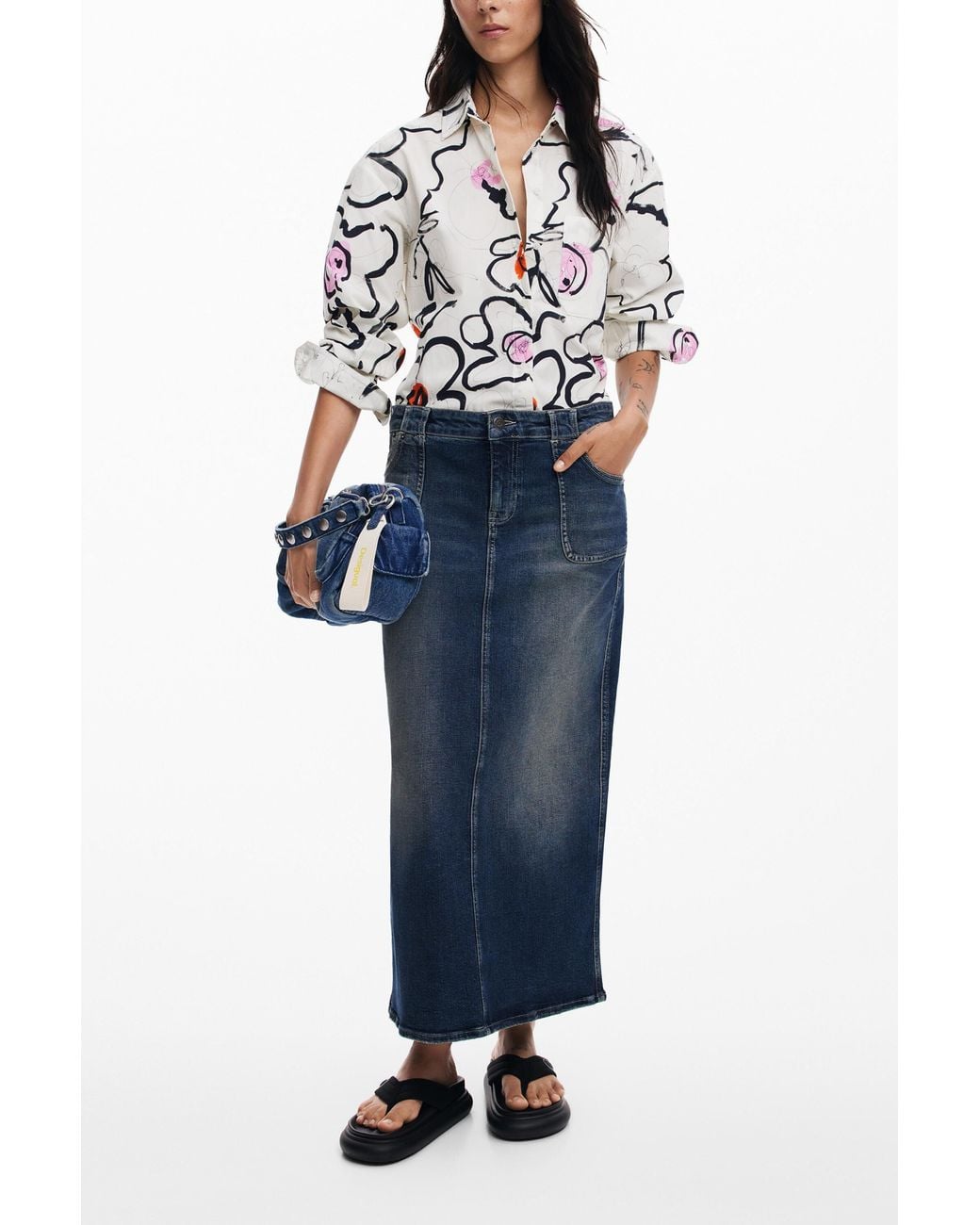 Desigual Blue Light Floral Shirt, Cotton