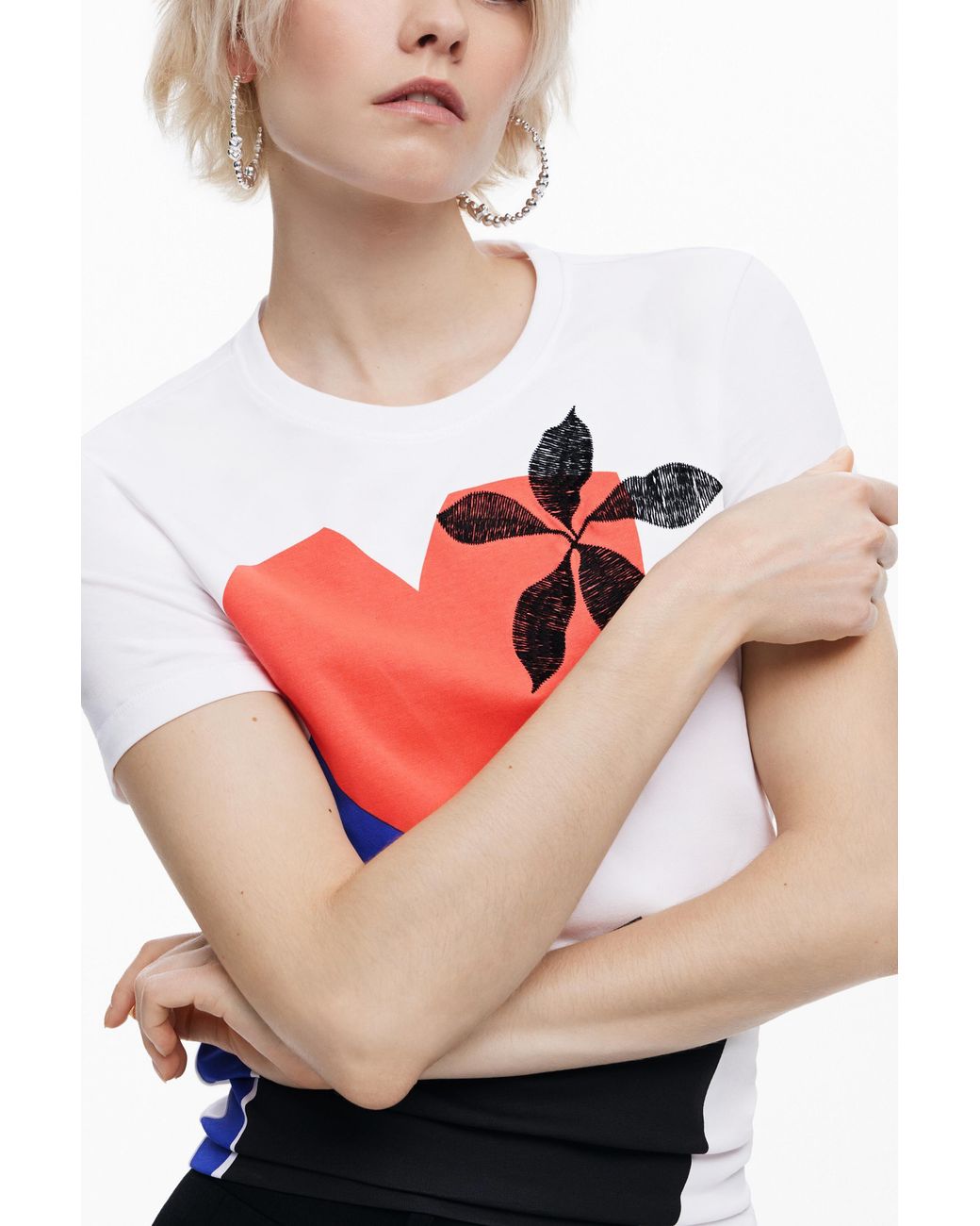 Desigual Blue T-Shirt Designed By Mr. Christian Lacroix, Cotton
