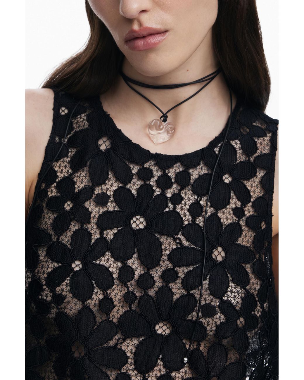 Desigual Black Lace Blouse, Polyester