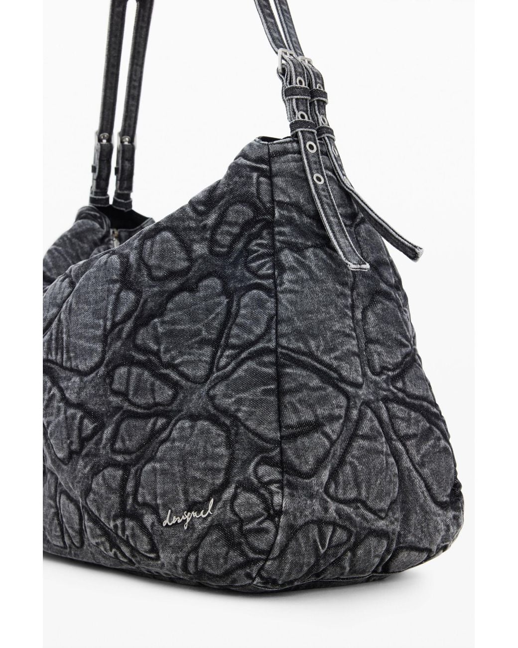 Desigual Black Medium Printed Bag, Cotton