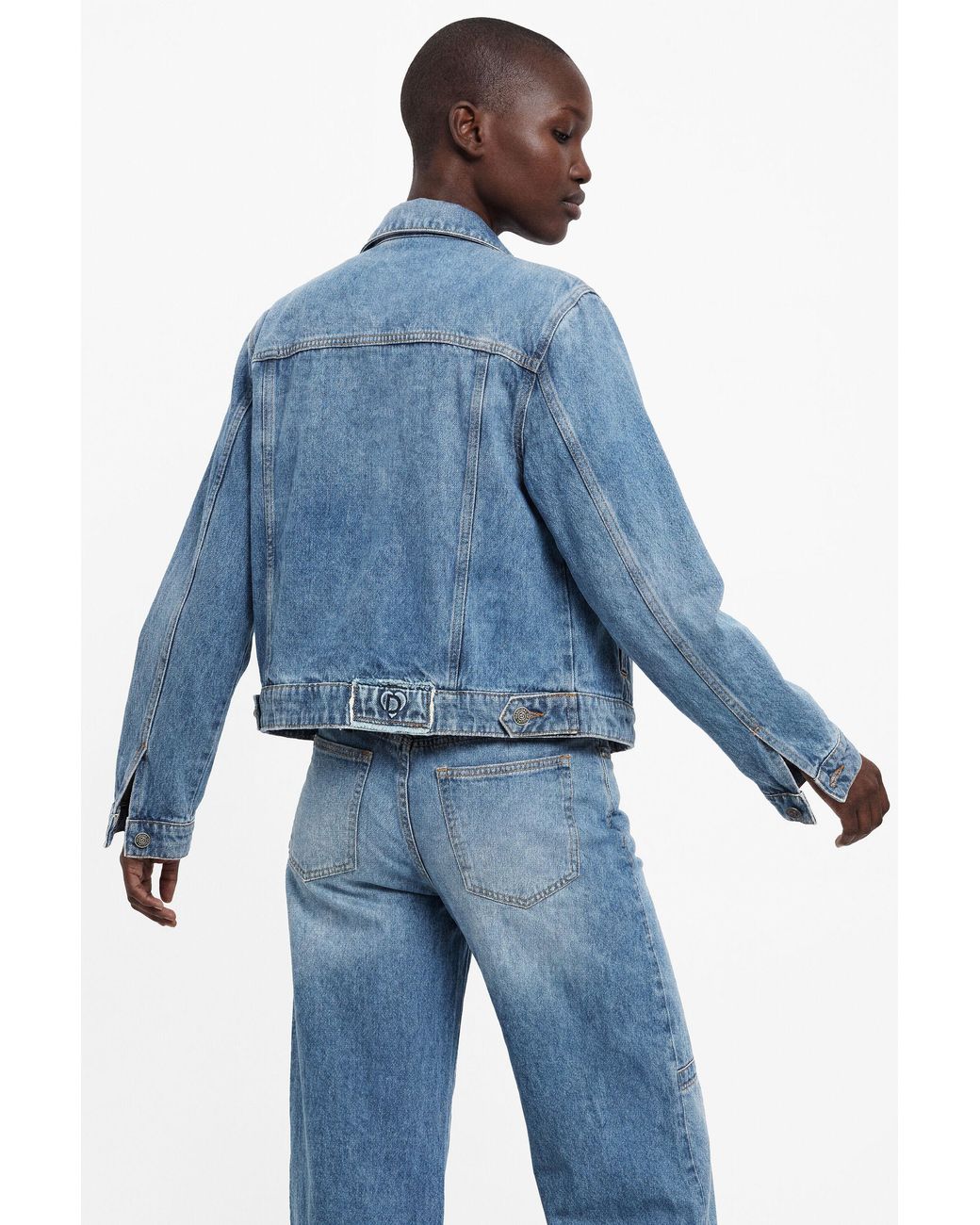 Desigual Blue Embroidered Denim Jacket 100% Cotton, Cotton