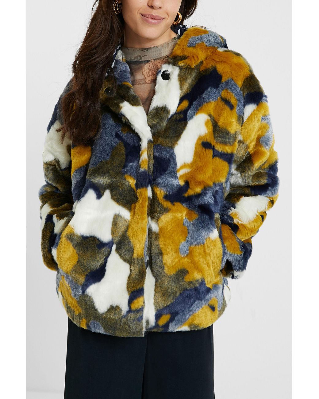 Desigual Black Short Plush Jacket