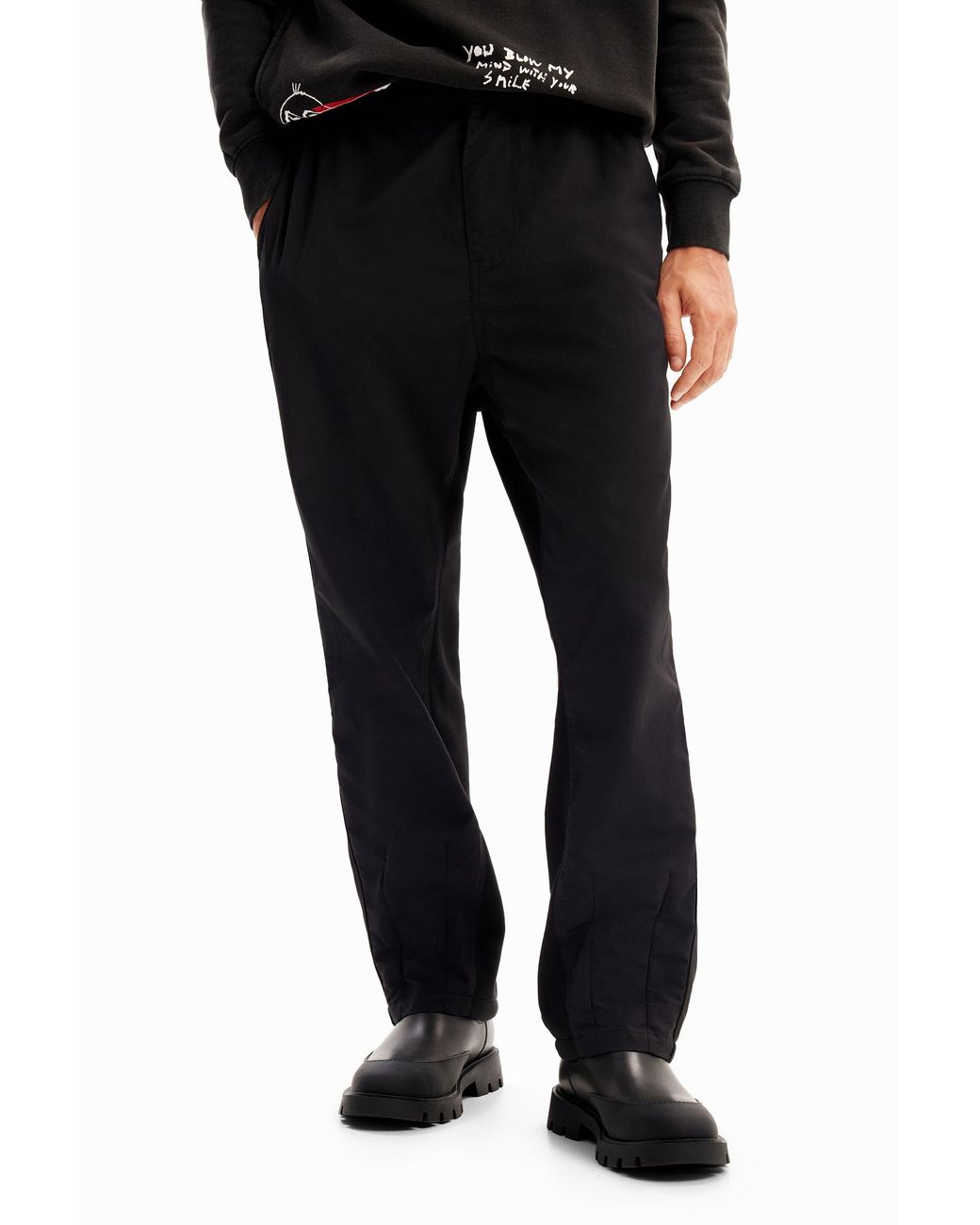 Desigual Black Hybrid Pleated Trousers for men