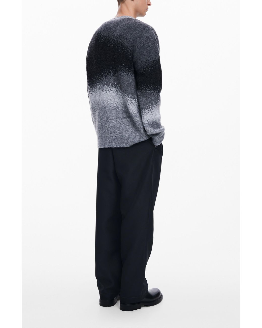 Desigual Gray Ombre Knit Cardigan for men