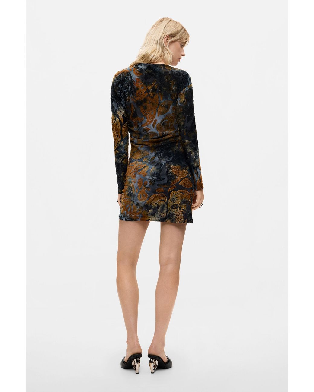 Desigual Black Flocked Short Dress