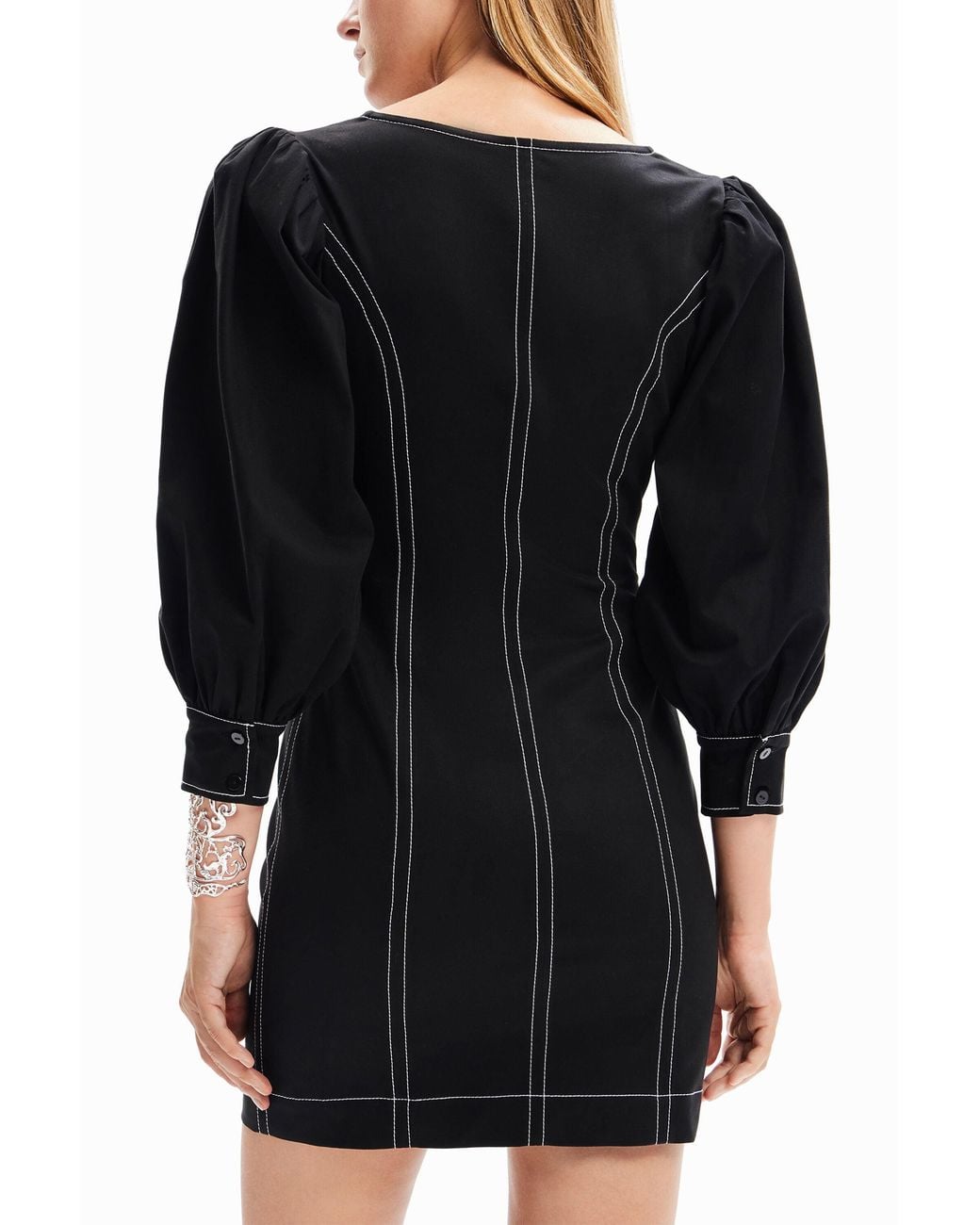 Desigual Black Short Slim Zip Dress, Cotton