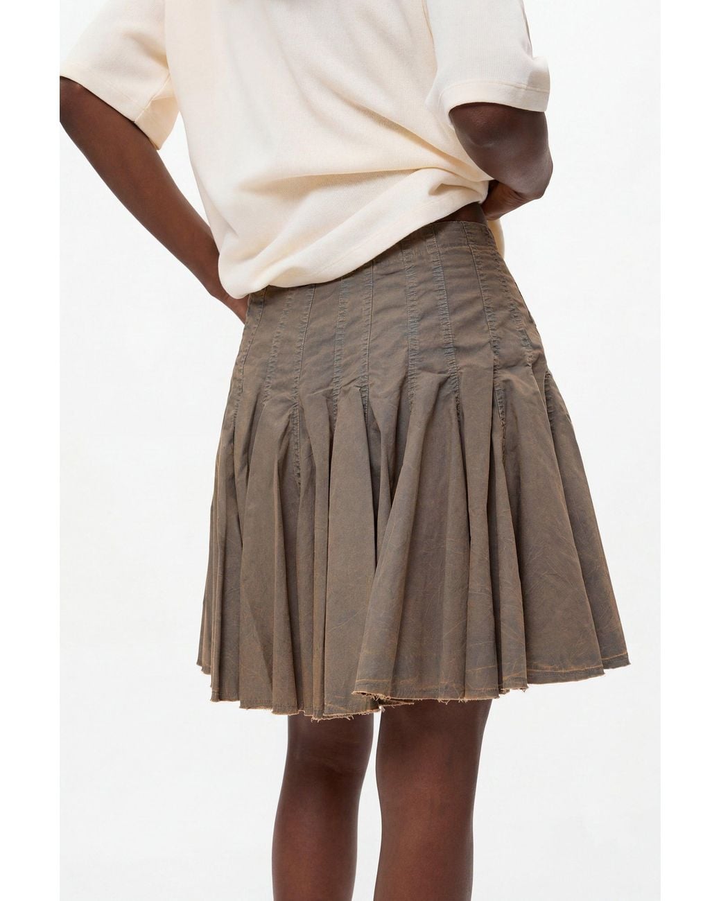 Desigual Natural Pleated Skirt 100% Cotton, Cotton