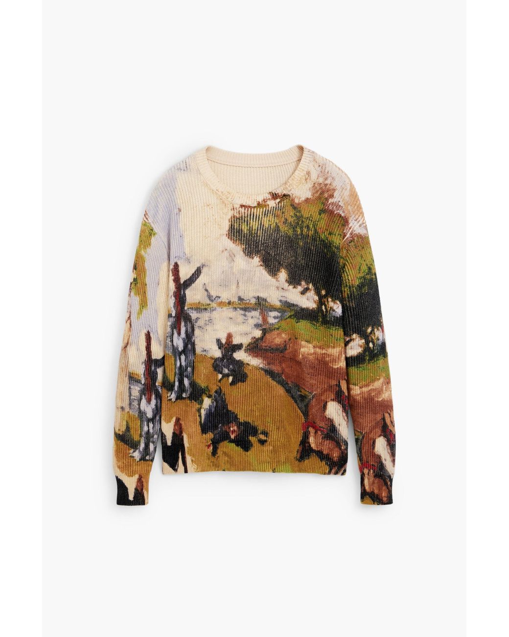Desigual Green Oversized Landscape Sweater for men