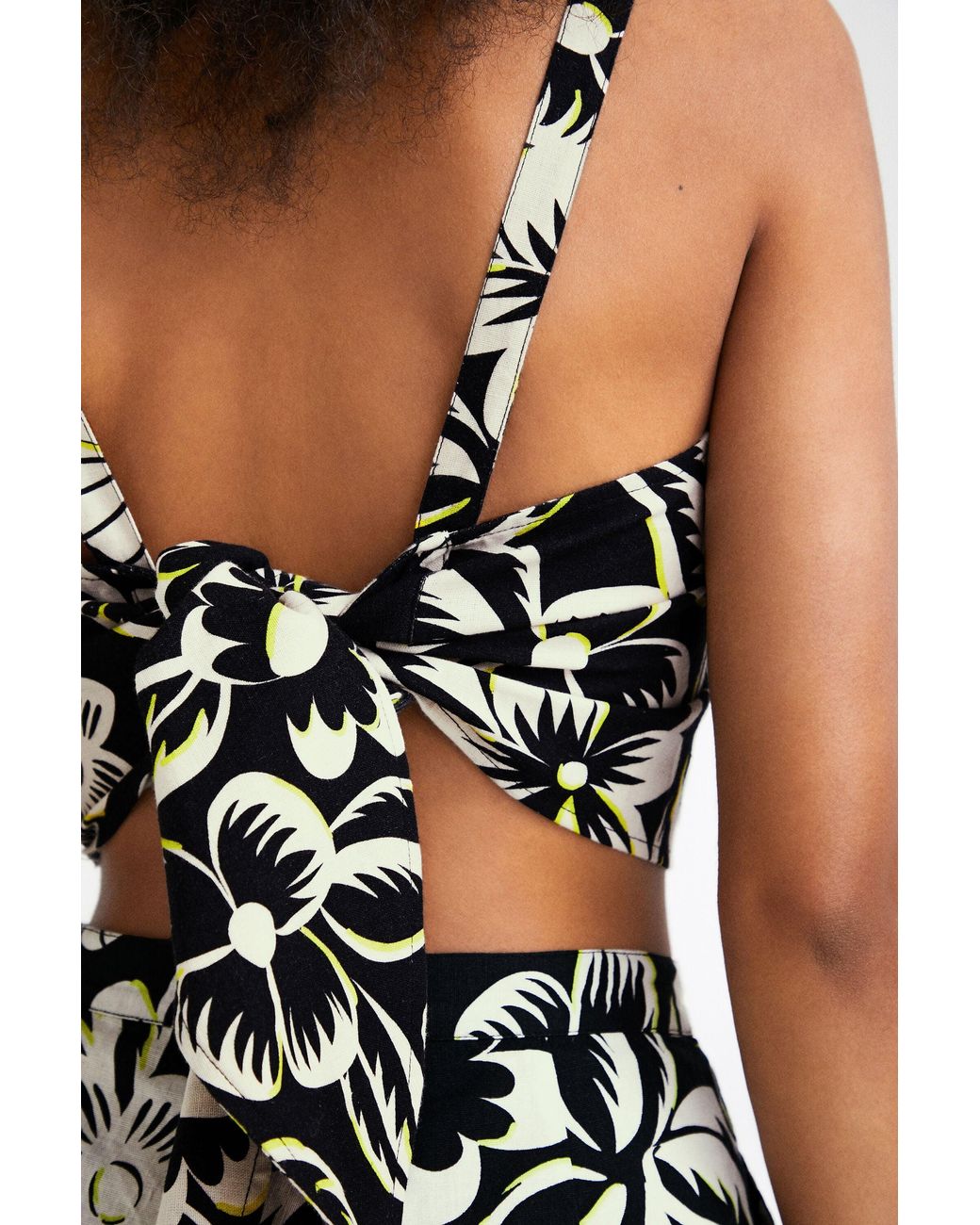Desigual White Floral Crop Top With Straps