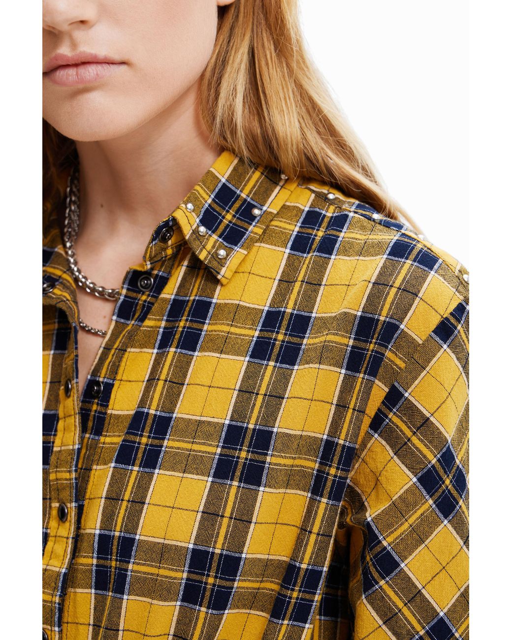 Desigual Yellow Midi Shirt Dress, Cotton