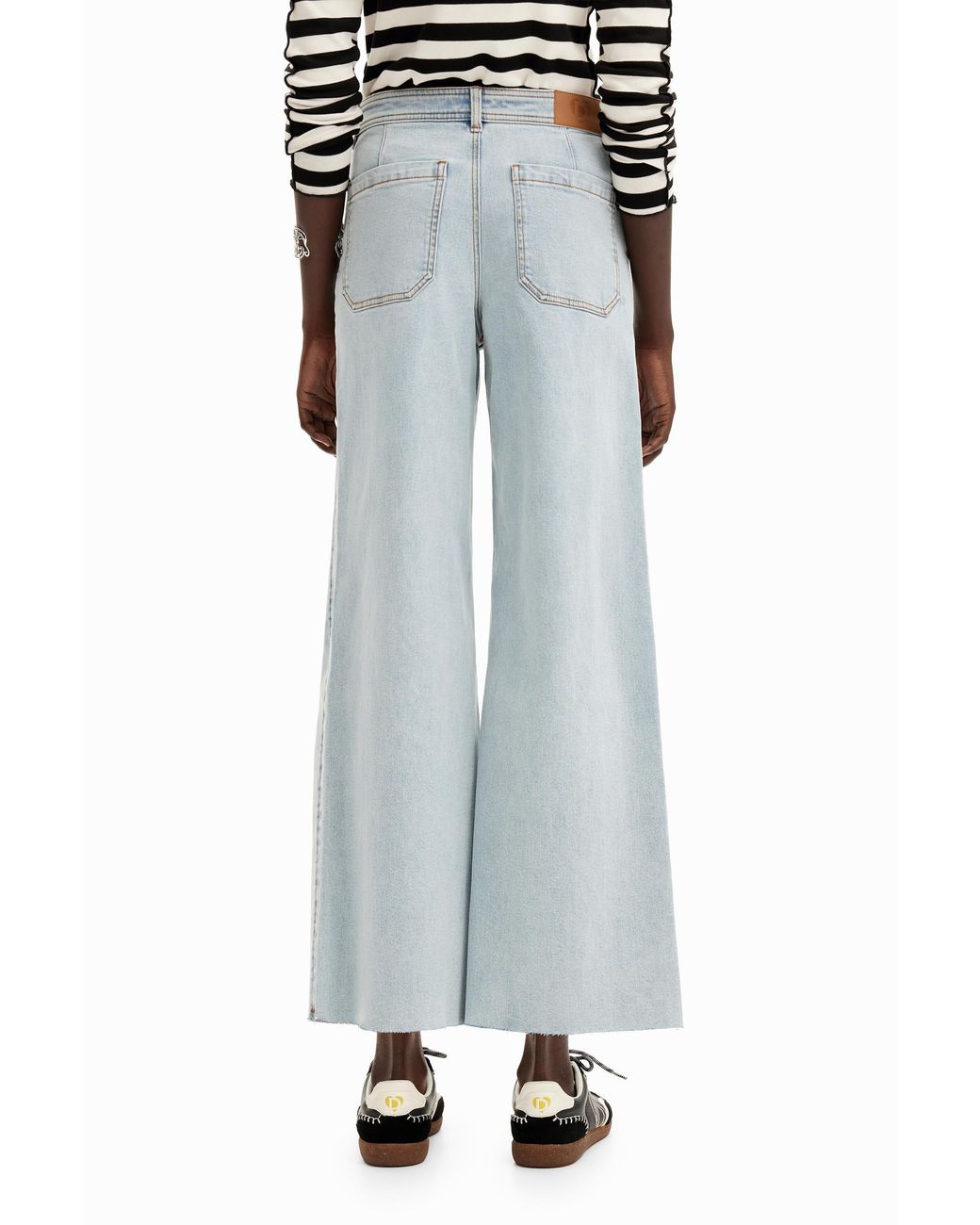 Desigual White Cropped Culotte Jeans, Cotton