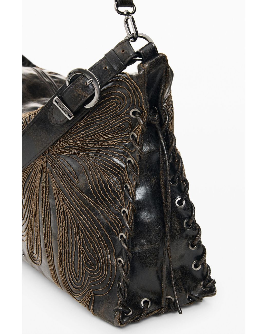 Desigual Black Large Shoulder Bag, Polyurethane