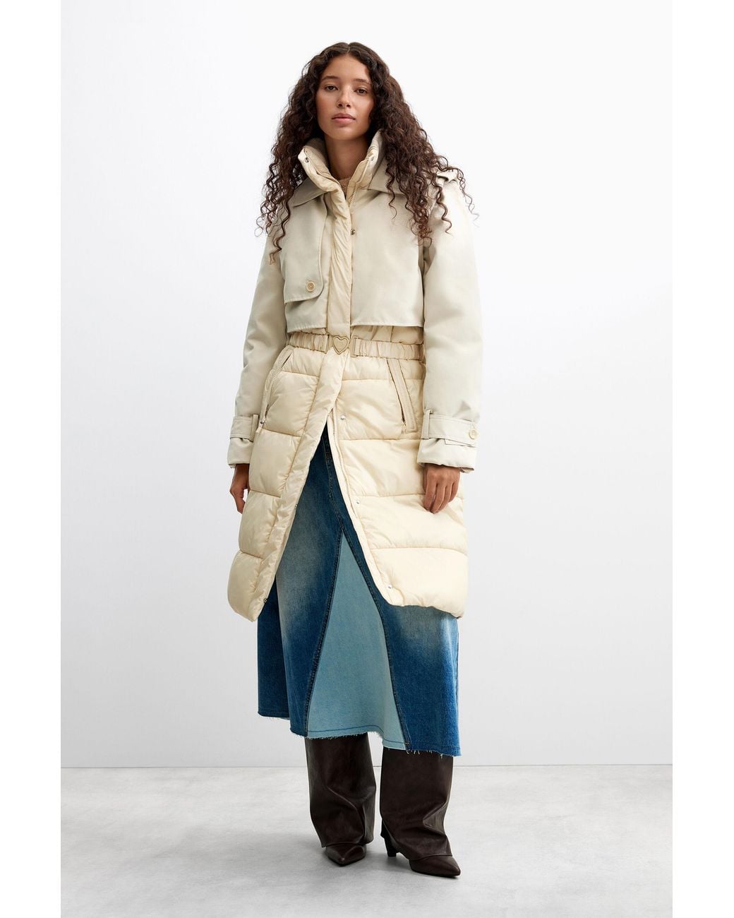 Desigual Blue Long Padded Coat