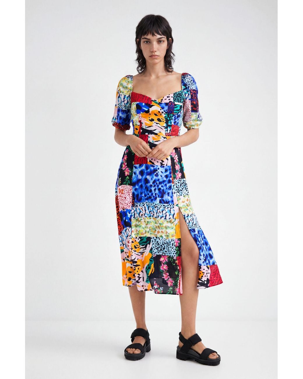 Desigual Multicolor Animal Print A-Line Dress, Viscose