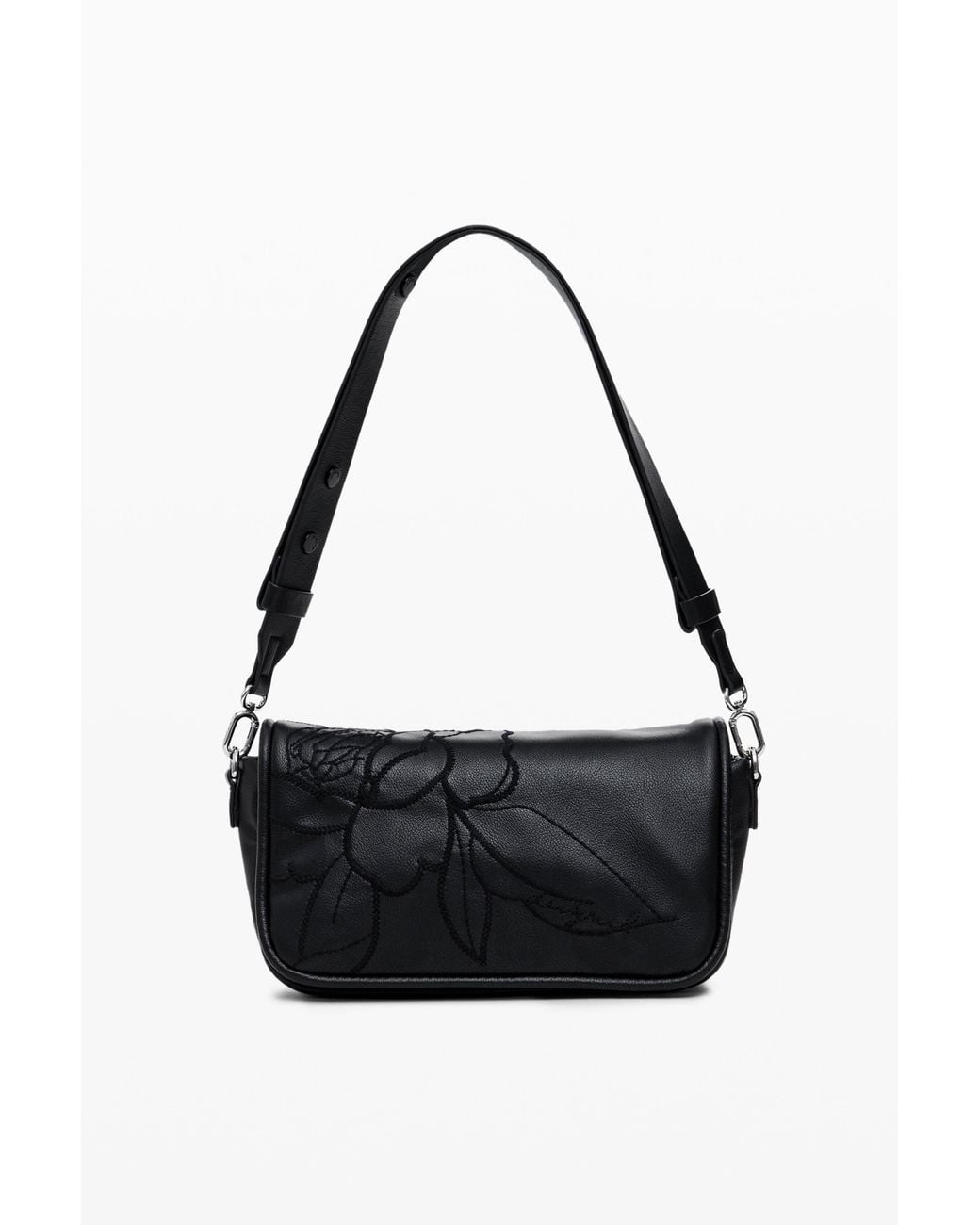 Desigual Black Floral Crossbody Bag, Polyurethane