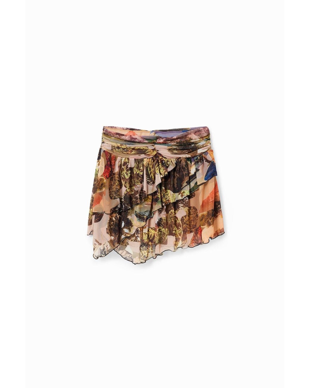Desigual Red M. Christian Lacroix Asymmetric Mini Skirt, Polyester