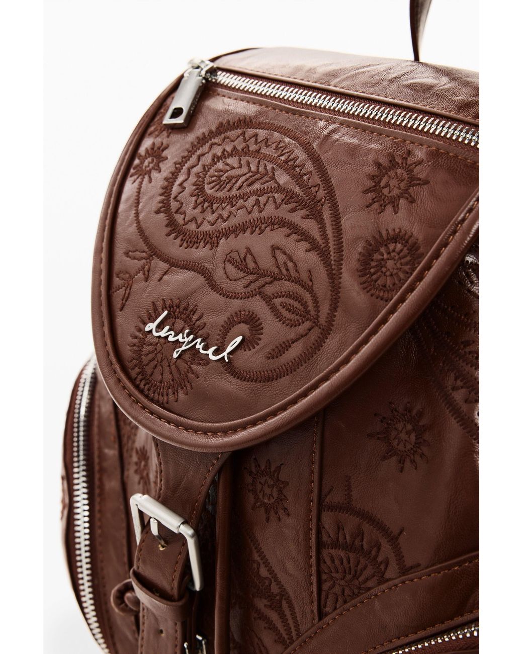 Desigual Brown Small Leather-Effect Backpack, Polyurethane