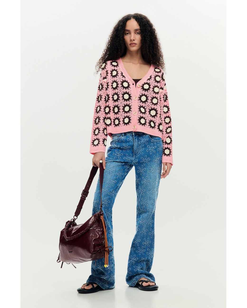 Desigual Blue Crochet Cardigan