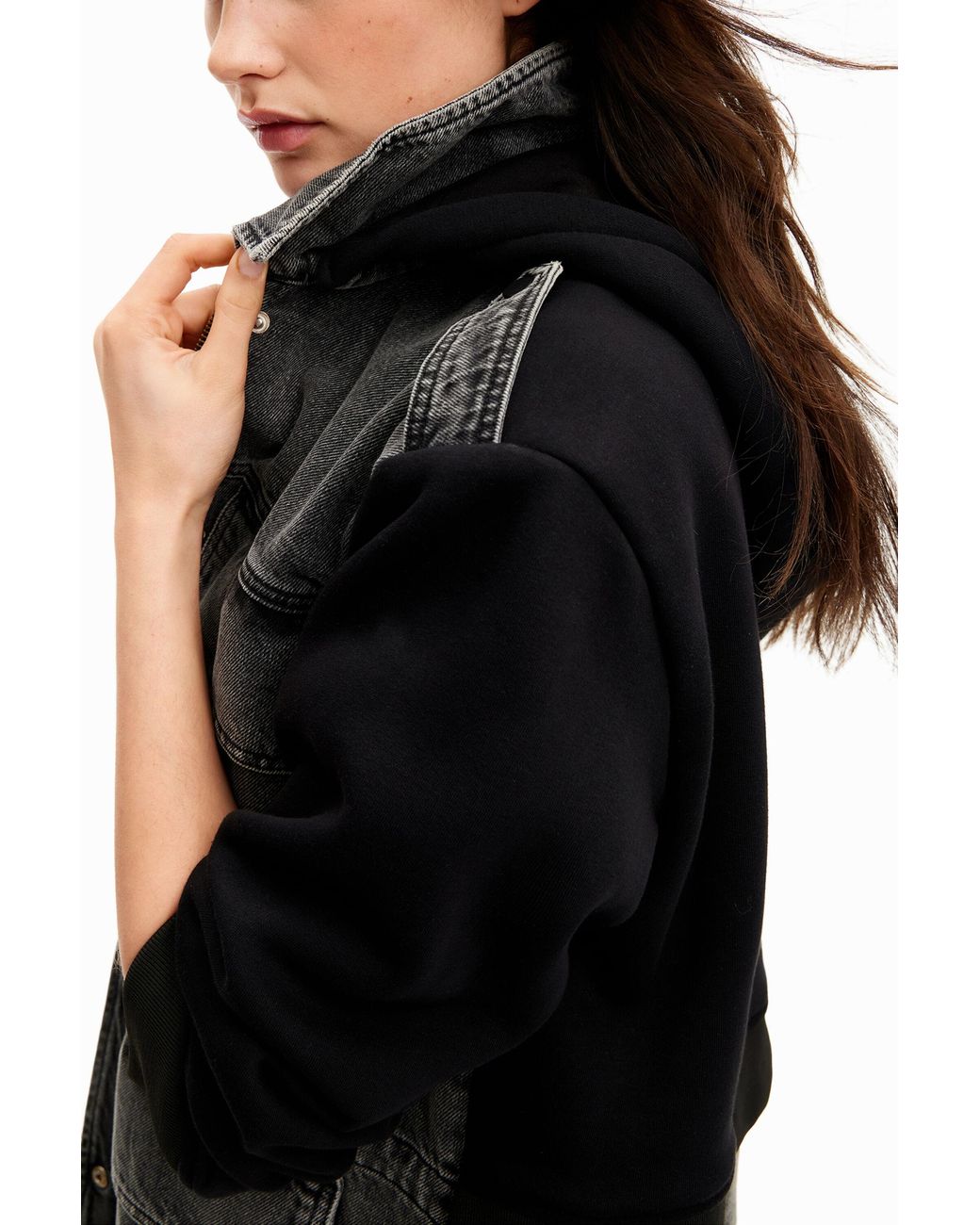 Desigual Black 2-In-1 Hybrid Jacket, Cotton