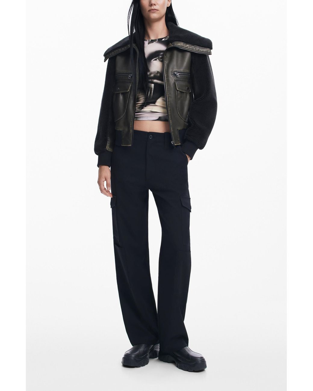 Desigual Black Bomber Jacket