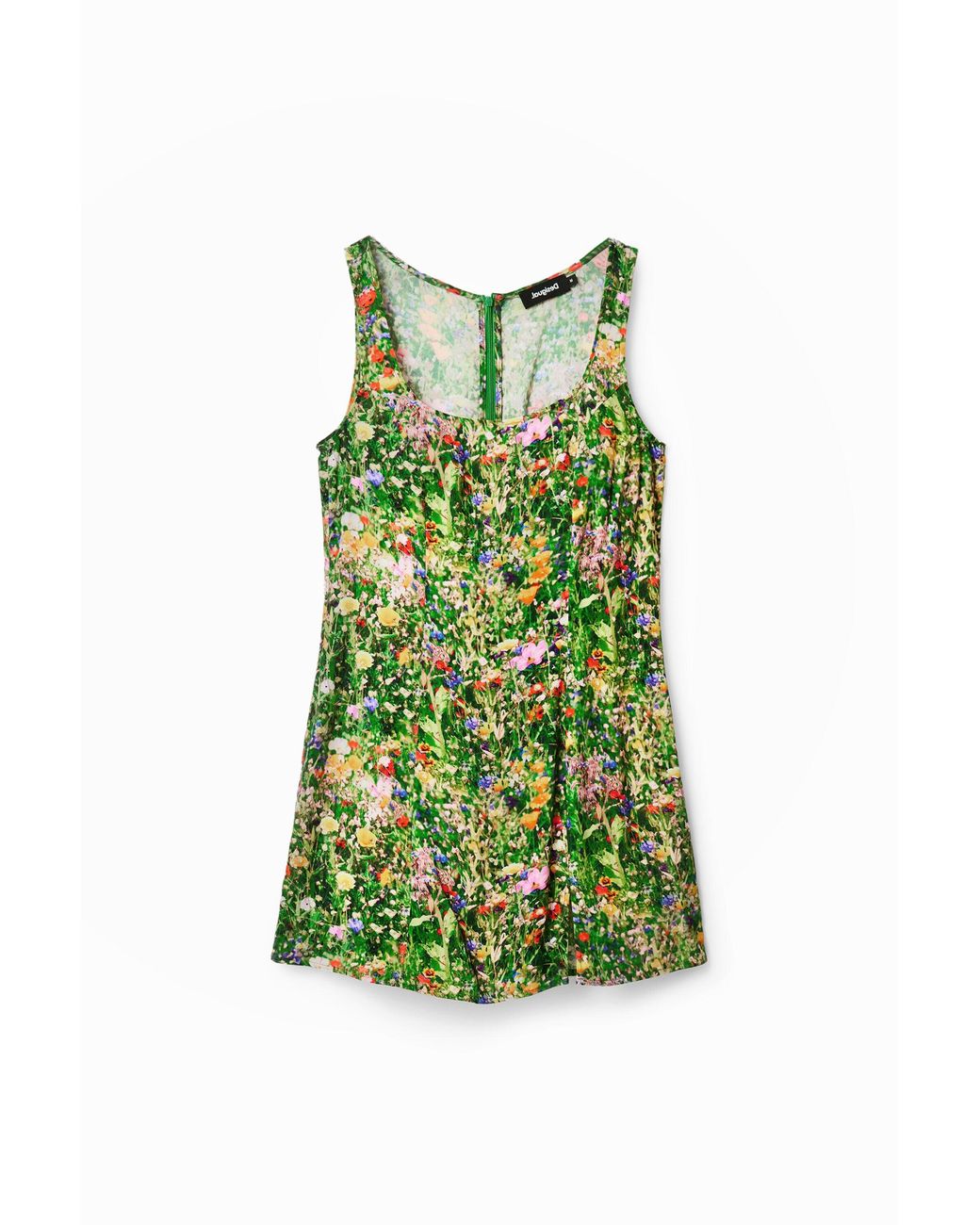 Desigual Green Short Floral Dress, Viscose