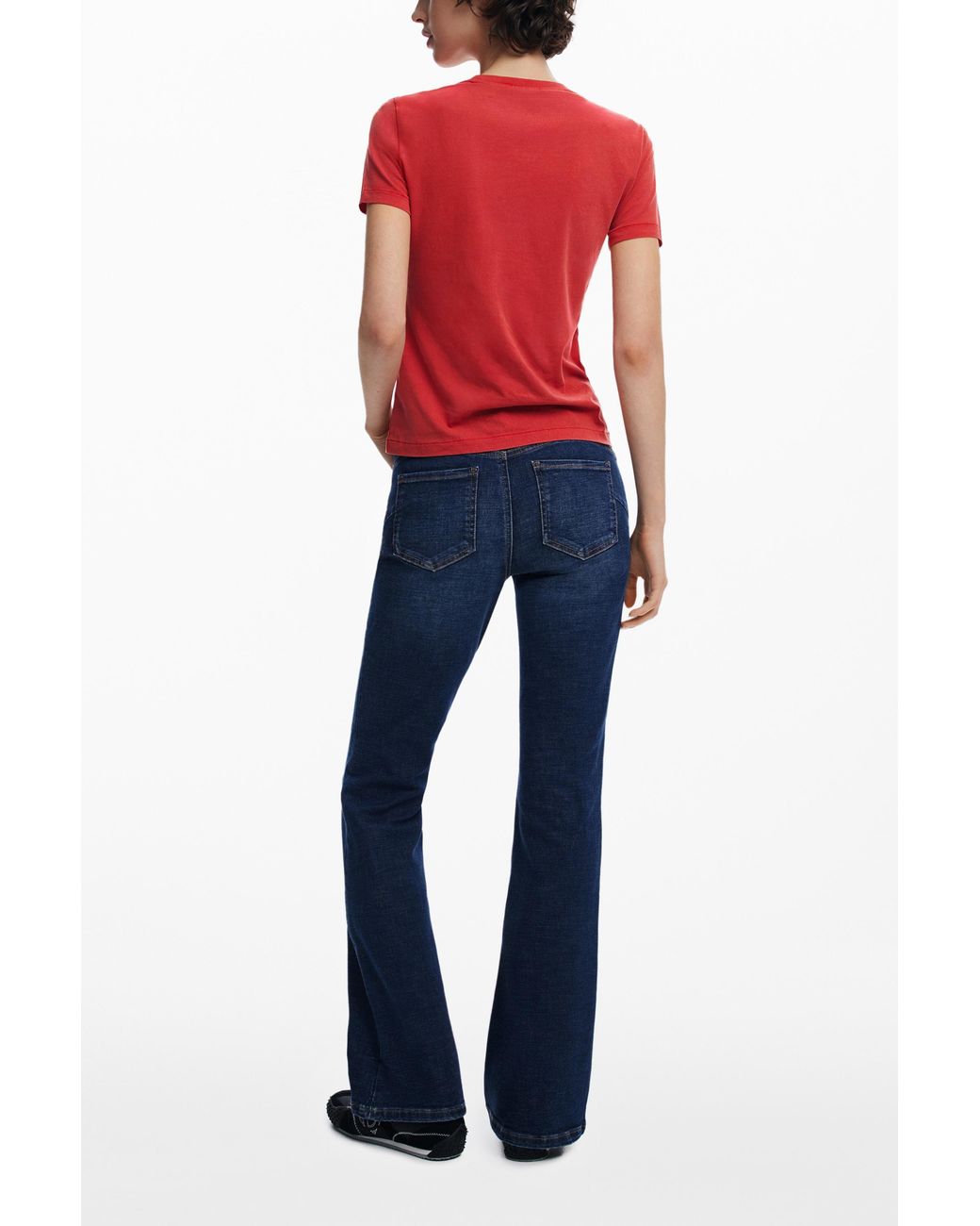 Desigual Red Plain Text T-Shirt, Cotton