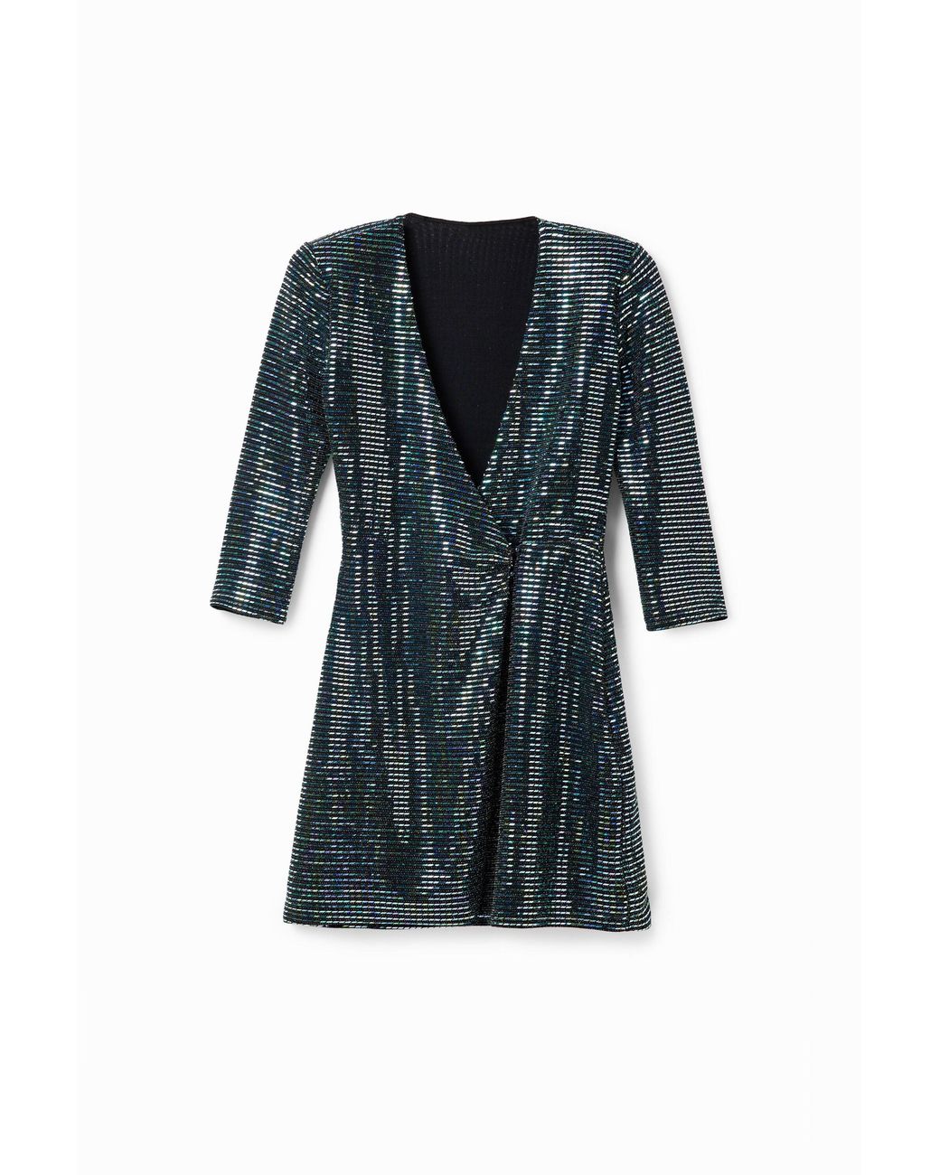 Desigual Black Short Sequin Wrap Dress