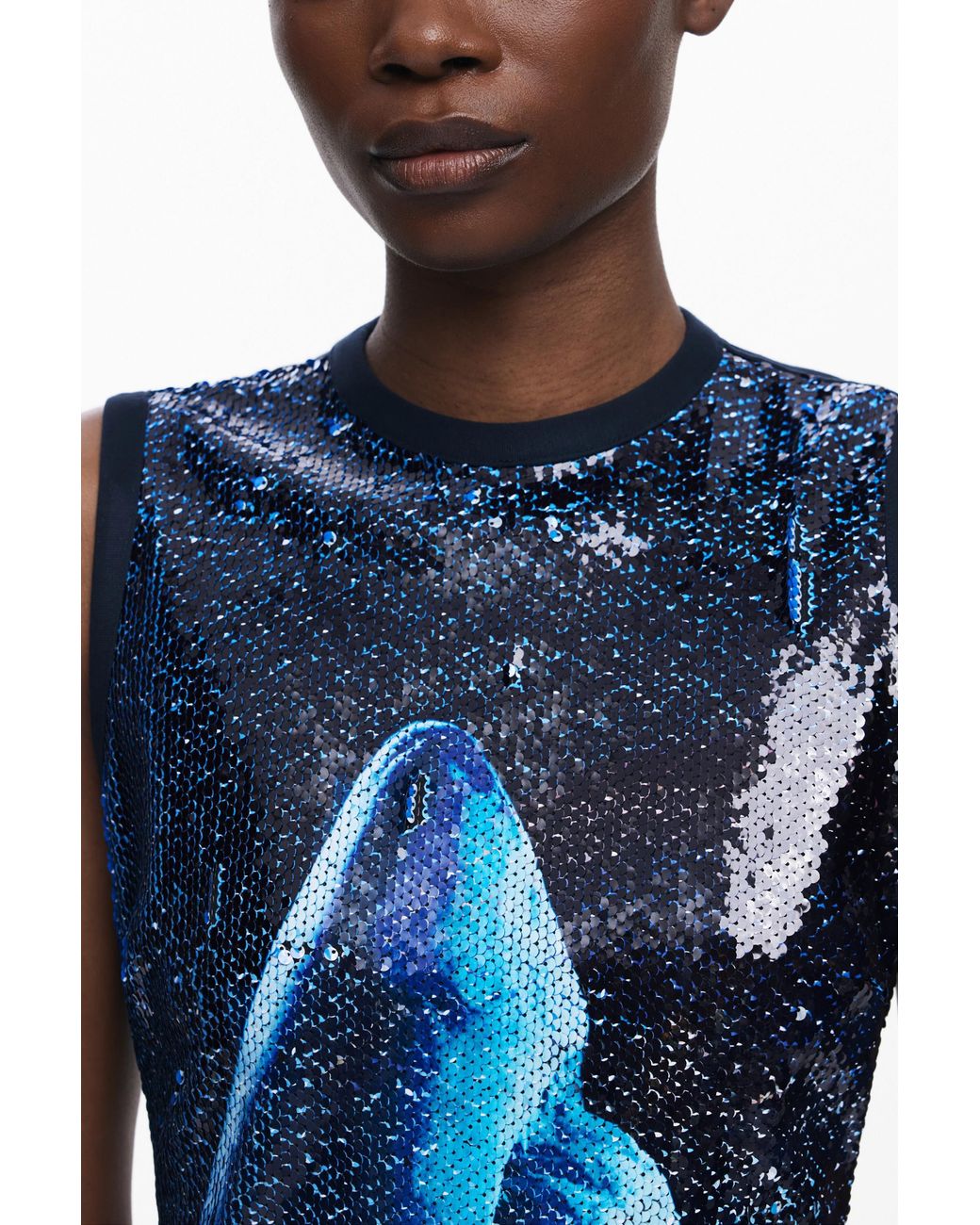 Desigual Blue Reversible Sequin Dress Botter
