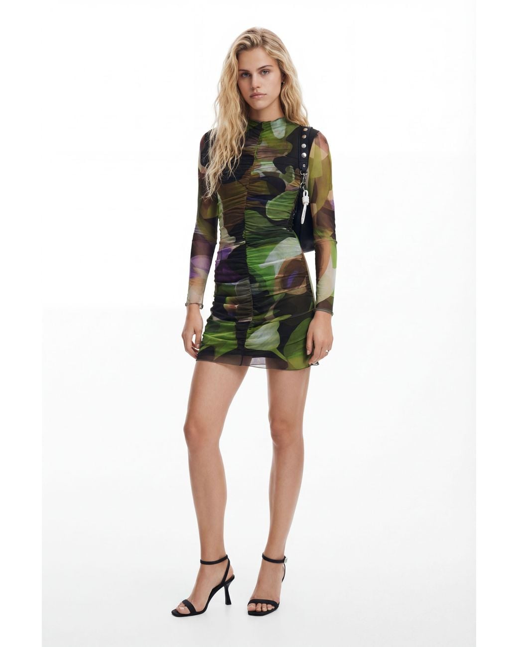 Desigual Green Printed Mini Dress M. Christian Lacroix, Polyester