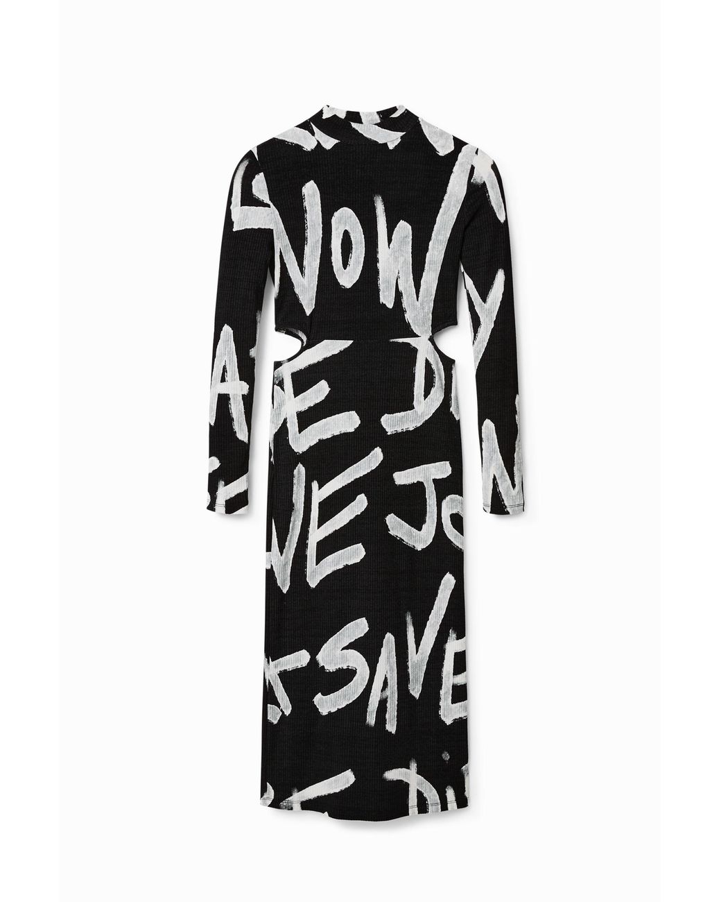 Desigual Black Manifesto Midi Dress, Viscose