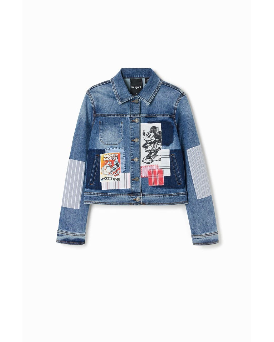 Desigual Blue Patchwork Mickey Mouse Denim Jacket