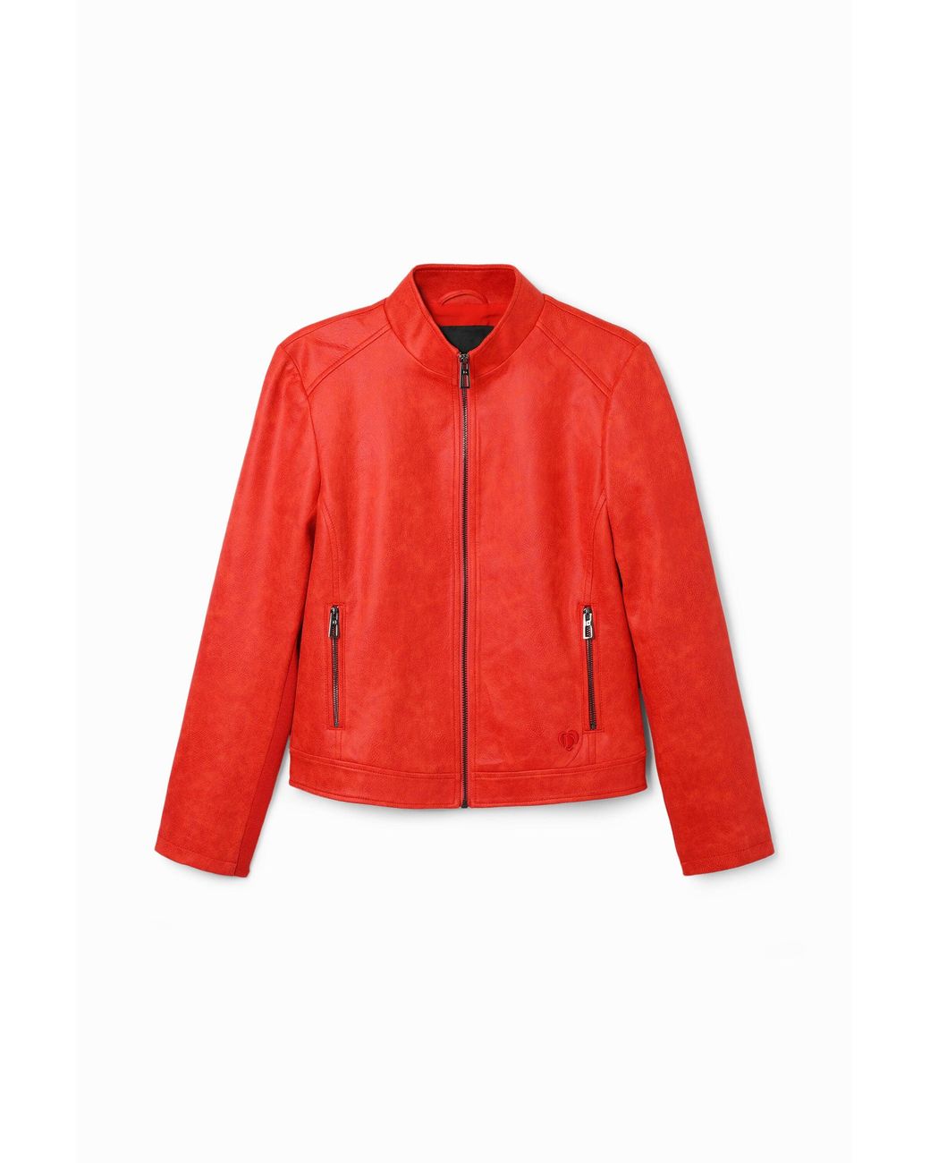 Desigual Red Slim Biker Jacket, Polyester