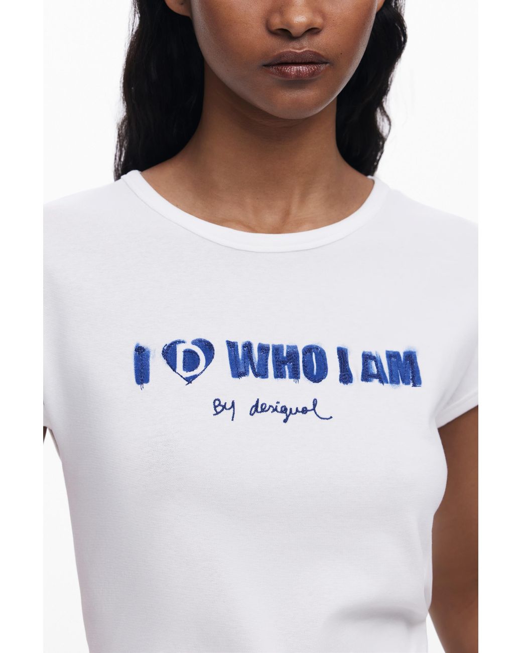 Desigual White Who I Am T-Shirt, Cotton