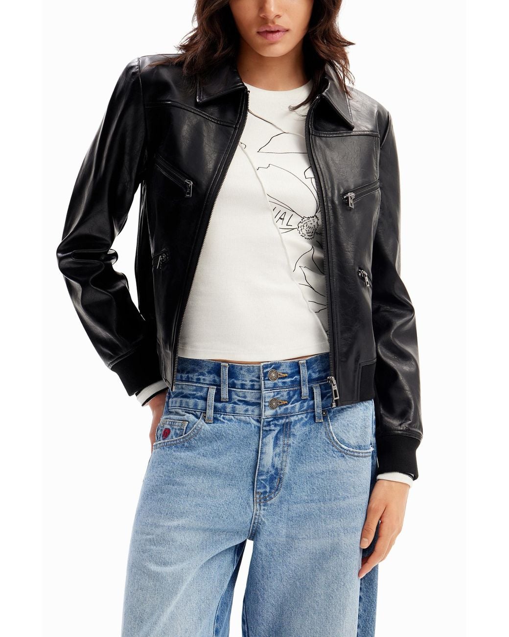 Desigual Black Retro Biker Jacket