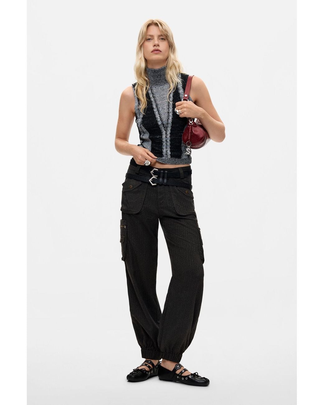 Desigual Black Sleeveless Turtleneck T-Shirt