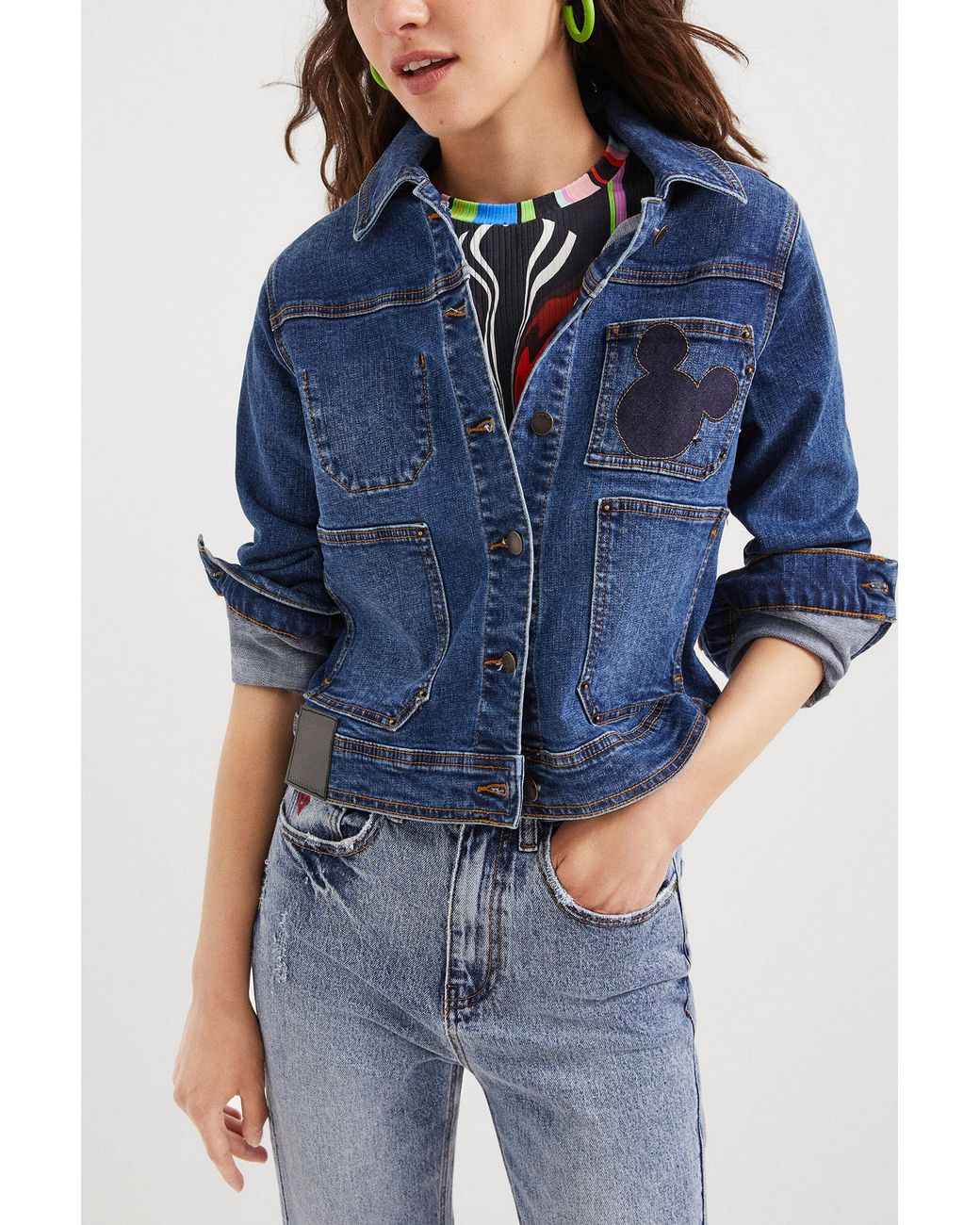 Desigual Blue Mickey Mouse Denim Jacket, Cotton