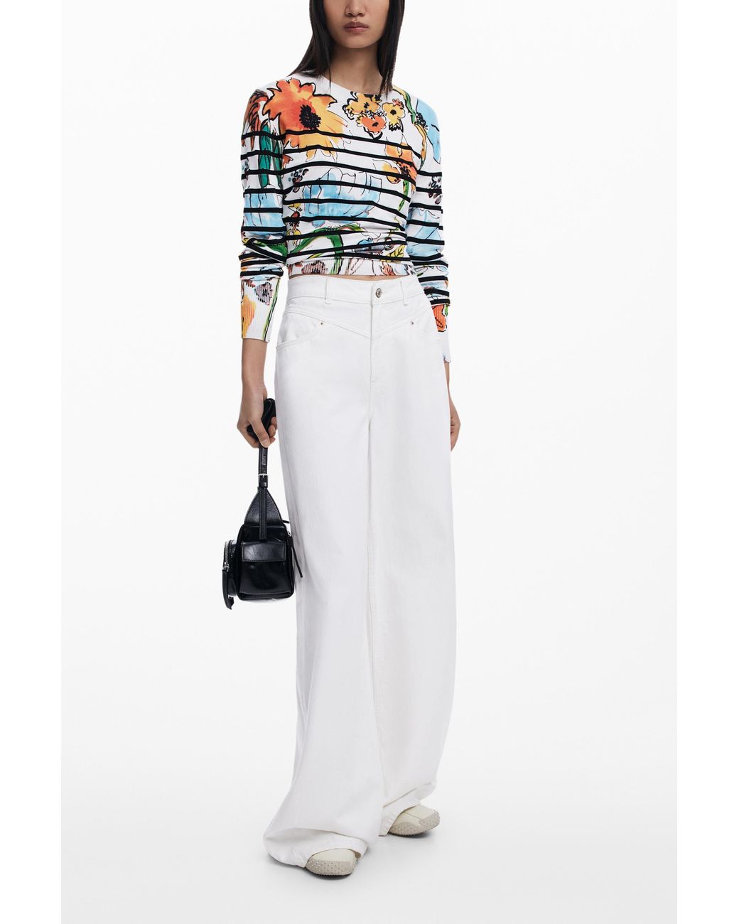 Desigual Blue Striped Floral Sweater
