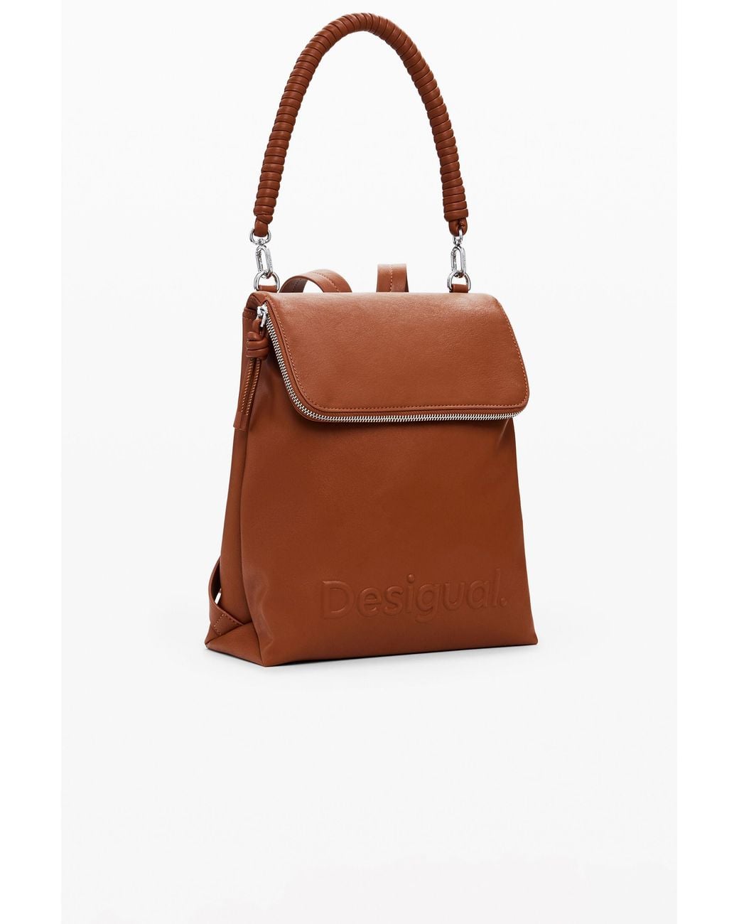 Desigual Brown Medium 3D Logo Backpack, Polyurethane
