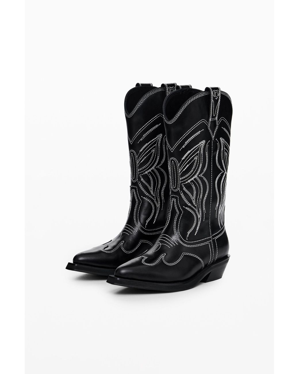 Desigual Black Cowboy Boot, Cow Leather