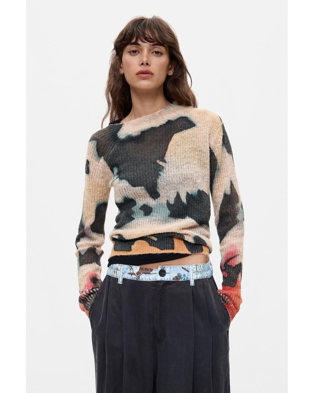 Desigual Yellow Tie-Dye Printed Sweater