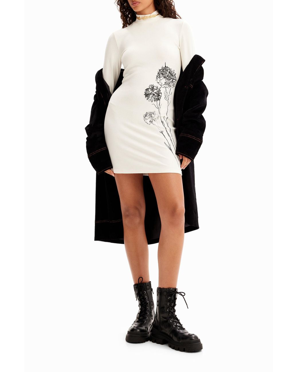 Desigual White M. Christian Lacroix Embroidered Mini Dress