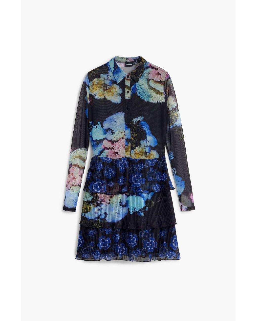 Desigual Blue Dress Designed By Mr. Christian Lacroix, Polyester